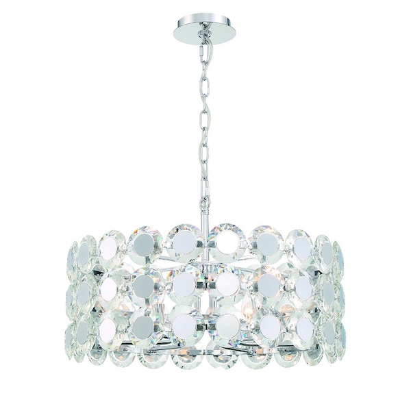 Eurofase Perrene Modern Incadescent Indoor Chandelier, 6-Light, Drum, Dimmable, Chrome 44285-012 - main